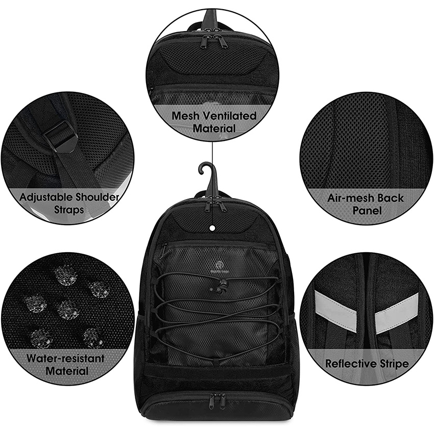 Sports Bag for T-Ball & Softball Equipment, Bat & Glove Holder Backpack with Helmet & Shoe Compartments for Youth and Adult Baseball Bag RJ19686