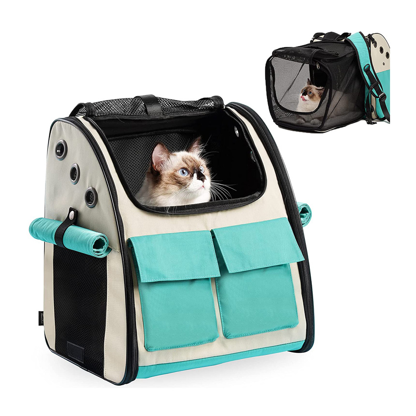 Expandable Cat Carrier Backpack Ventilated Collapsible Pet Bag for Travel Hiking and Outdoor