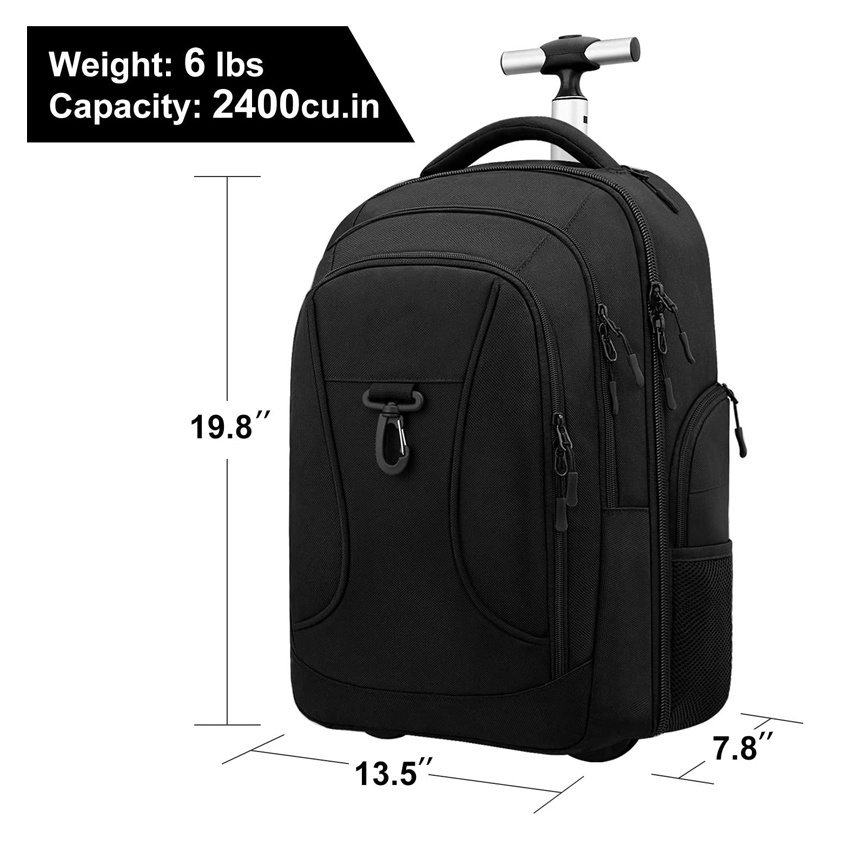 Rolling Backpack Waterproof Wheeled Backpack Carry-on Trolley Luggage Suitcase