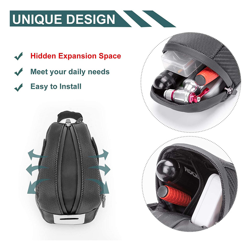 Bike Saddle Bag Bike Storage Bag Under Seat Strap-on Cycling Wedge Pack for Mountain Road Bikes