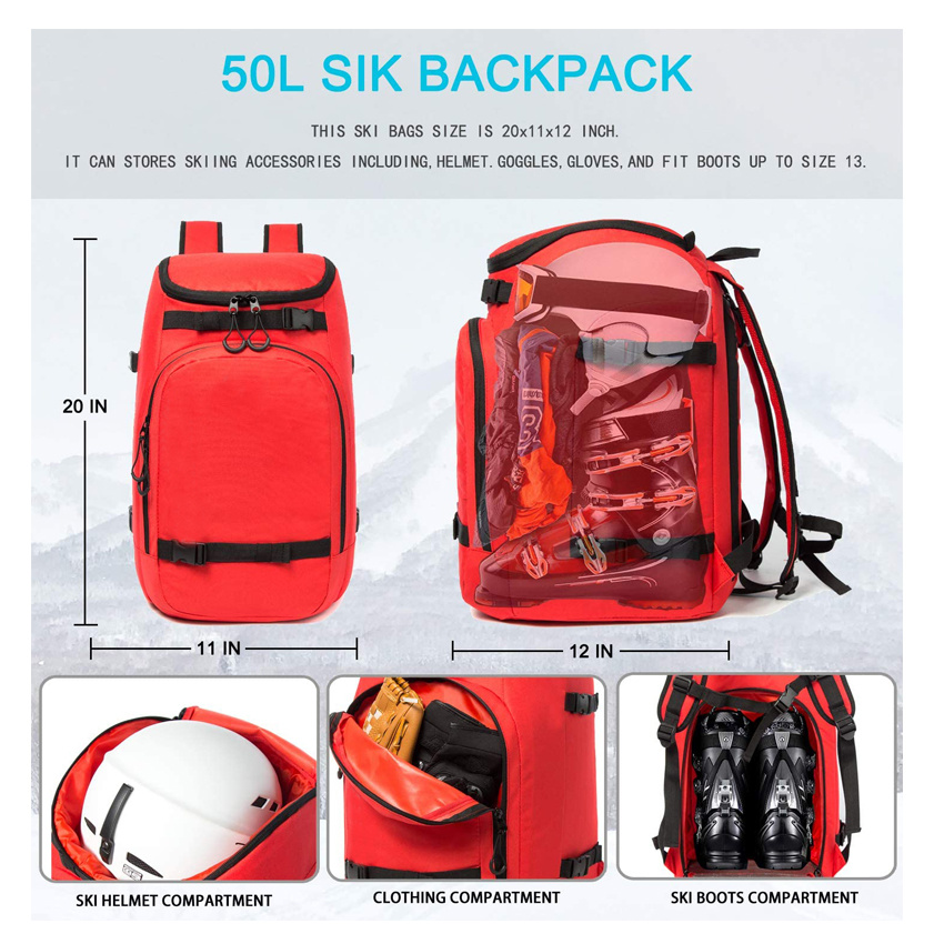 Function Storage Boot Bag Travel Backpack for Ski & Snowboard Boots Ski Helmet Goggles Gloves