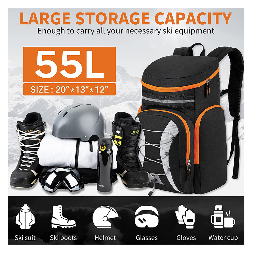 Ski Boot Bag Snowboard Boot Backpack Waterproof Travel Luggage Pack