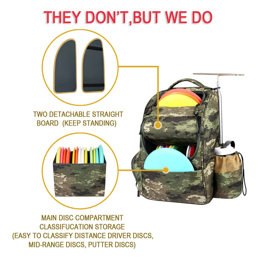 High Quality Disc Golf Backpack Lightweight Frisbee Bag Disc Golf Sports Camouflage Bag