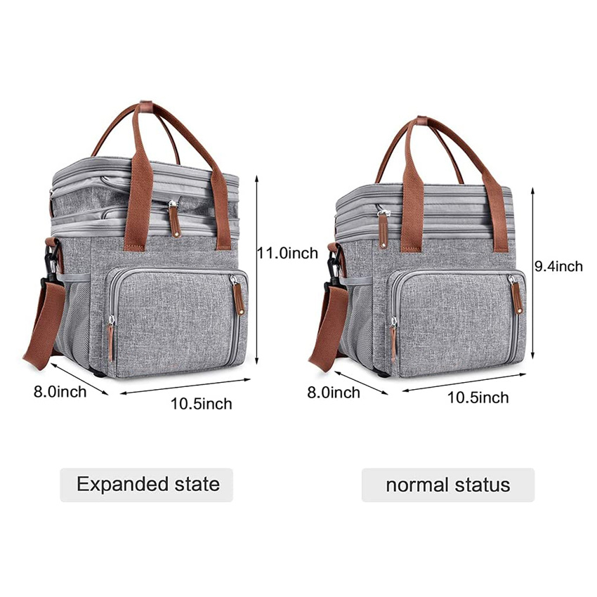 Expandable Insulated Large Lunch Bag Weekend Picnic Bag Casual Tote Cooler Bag