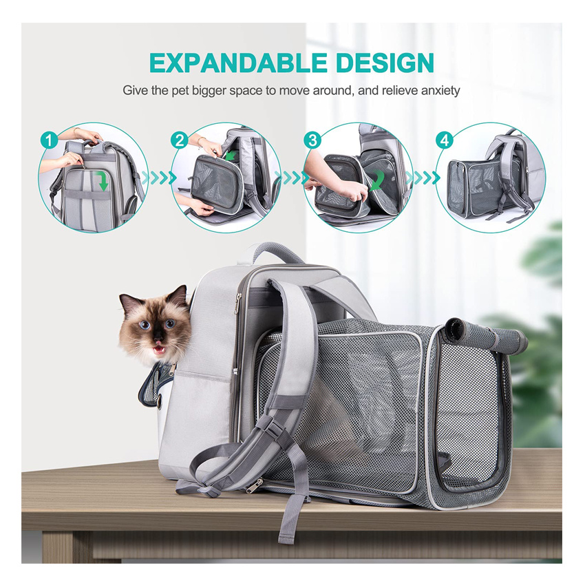 Pet Carrier Backpack Expandable Breathable Mesh Cat Backpack Carrier for Travel Camping Outdoor Use