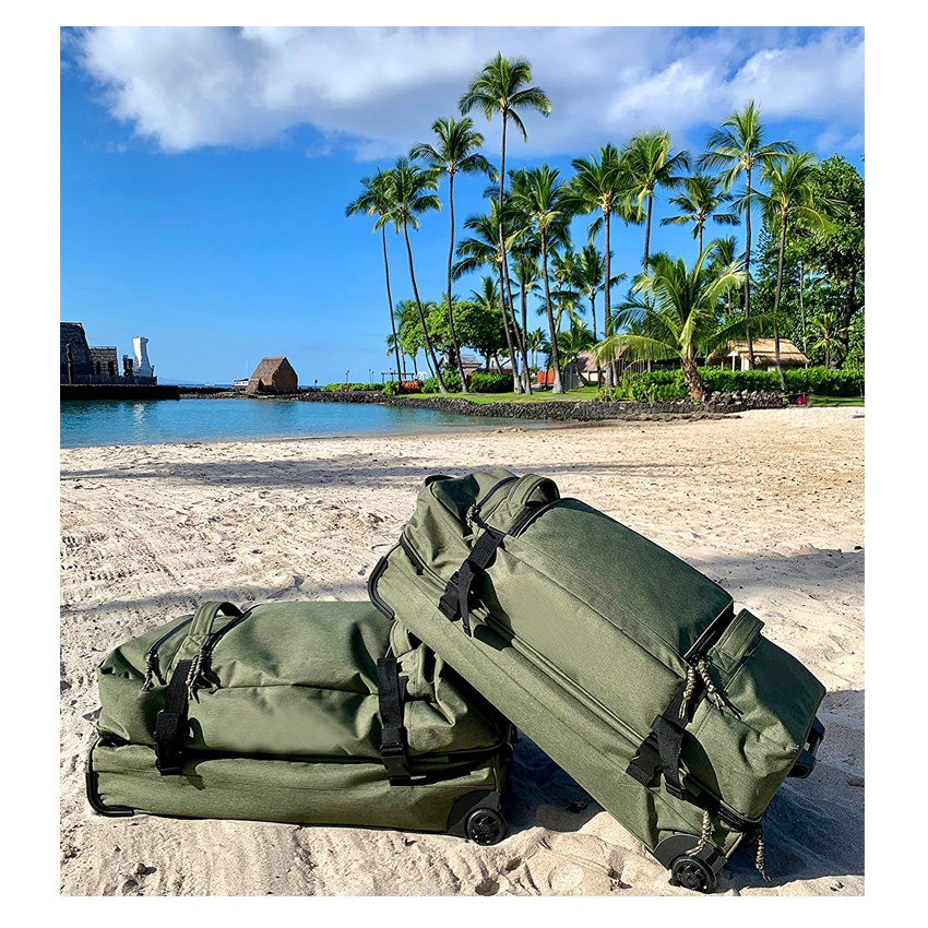 Outdoor Bag with 2 Wheels Trolley Suitcase Wheeled Luggage Travelling Bag Green Olive