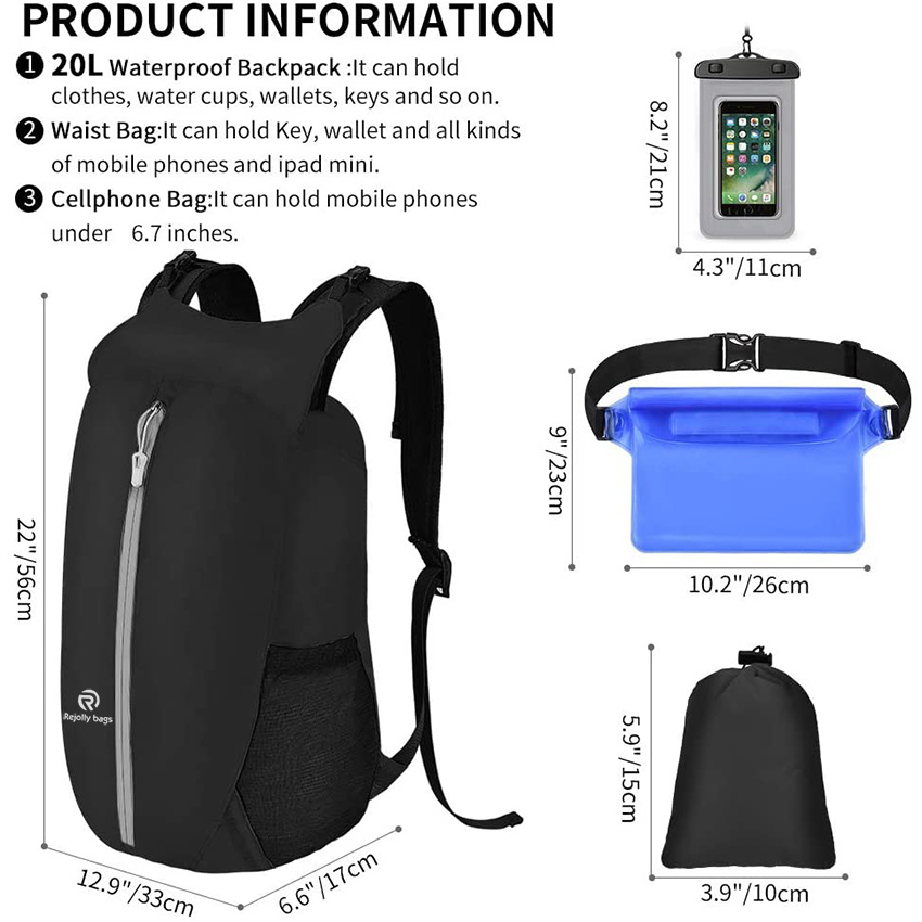 Waterproof Floating Backpack 20L Lightweight Kayak Gear Drybag - Float Rolltop Outdoor Storage Pouch Pack for Swim Beach Kayaking Boating Raftingt Dry Backpack