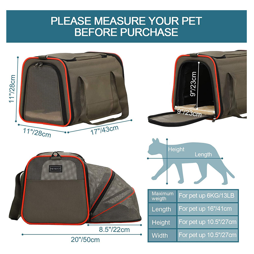 Expandable Cat Carrier Dog Carriers Bag Portable Pet Travel Washable Carrier for Kittens Puppies