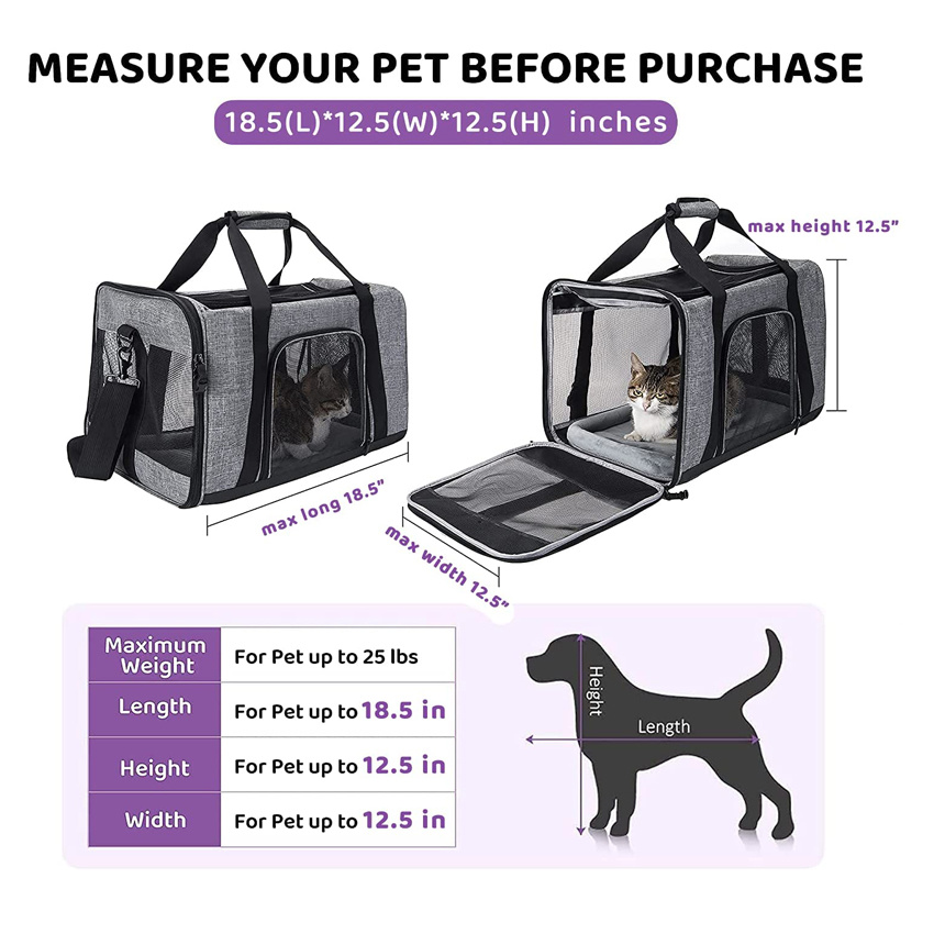 Pet Carrier for Small Medium Cats and Dogs Ventilation Pet Bag Lightweight Pet Bed