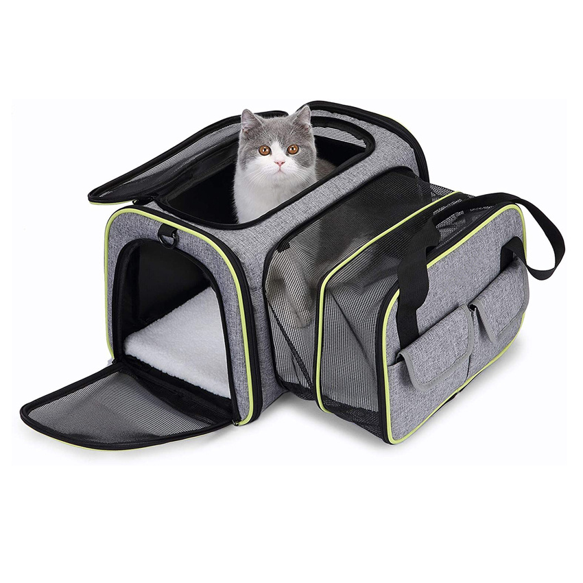 Expandable Soft-Sided Cat Travel Bag Collapsible Portable Dog Carrier Bag