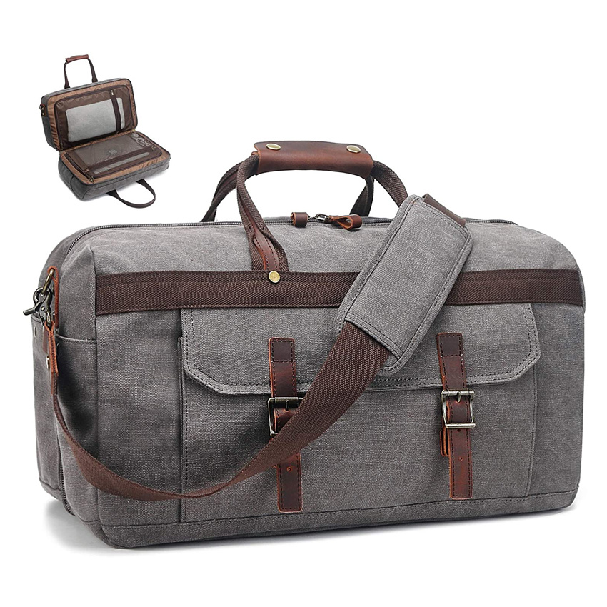 Men Duffle Bag Super Durable Wear Resistant Canvas Luggage Bags Retro Traveling Tote Bag