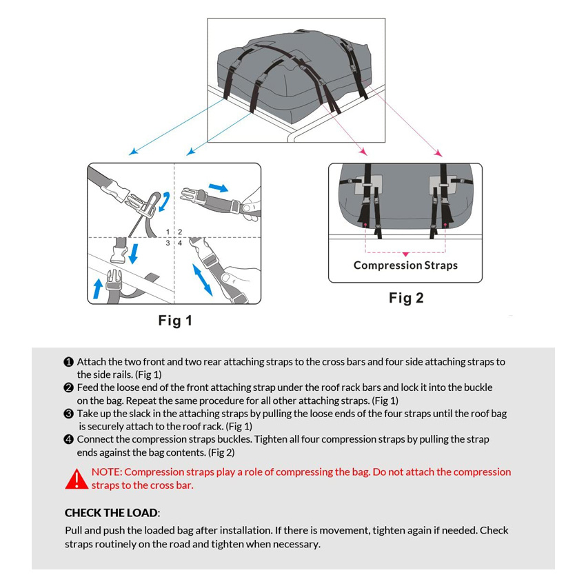 Travel or off-Roading Waterproof Rooftop Bag Roof Cargo Carrier for Cars, Vans and Suvs
