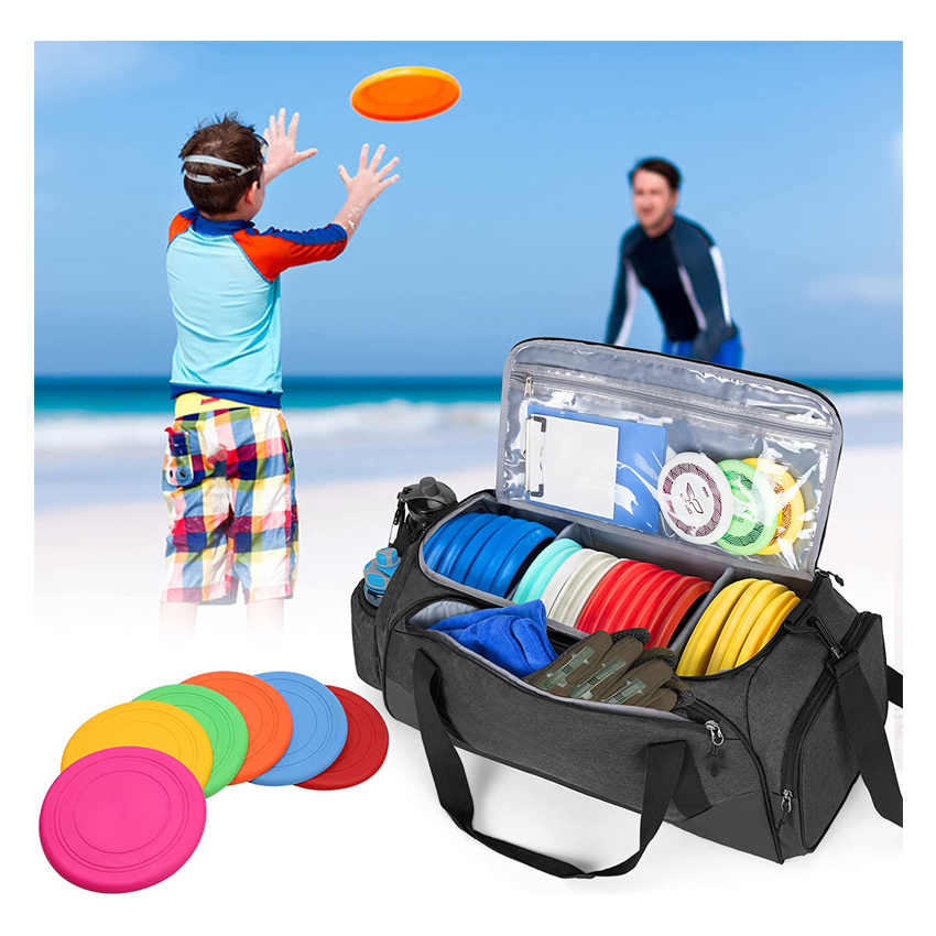 Waterproof PU Disc Golf Bag Frisbee Golf Bag with Cooler Bag for Drinks