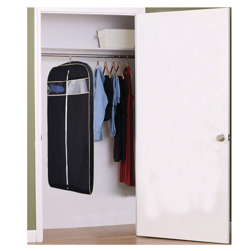 Gusseted Travel Garment Bag with Accessories Zipper Pocket Breathable Suit Garment Cover