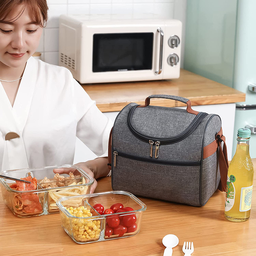 Lunch Bag Box for Women Men Adults Small Insulated with Adjustable Shoulder Strap Reusable Leakproof Cooler Tote Bag for Work Picnic School or Travel