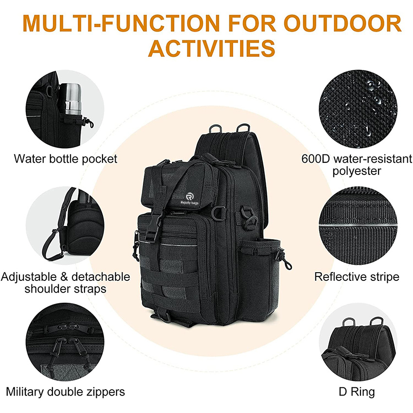 Water-Resistant Fishing Backpack with Adjustable Shoulder Straps Fishing Storage Bag Cross Body Sling Fishing Rod Bags