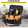 Rolling 18in Tool Bag with Wheels, 17 Pockets 110lb Load Capacity Telescoping Handle Tool Bag
