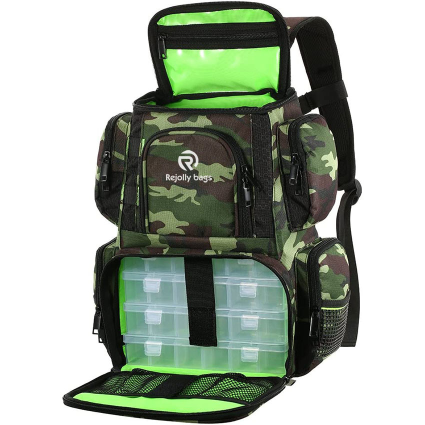 Multifunctional Fishing Tackle Utility Bag Large Waterproof Tackle Bag Storage with 4 Trays Fishing Tackle Bag