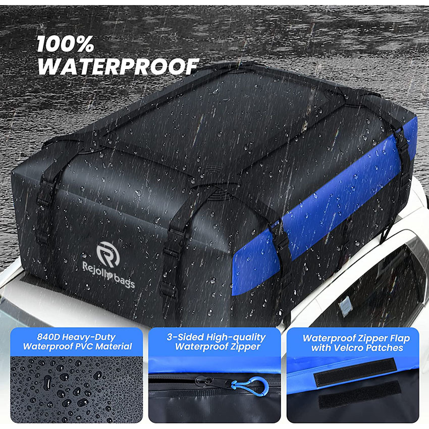 Car Rooftop Cargo Carrier, 22 Cubic FT Waterproof 840d Car Roof Cargo Bag for All Vehicles with/Without Rack Including Non-Slip Mat Reinforced Long Straps Bag