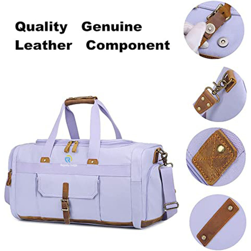 Overnight Duffel with Shoes Compartment for Women Men Canvas Weekend Carry on Travel Bag