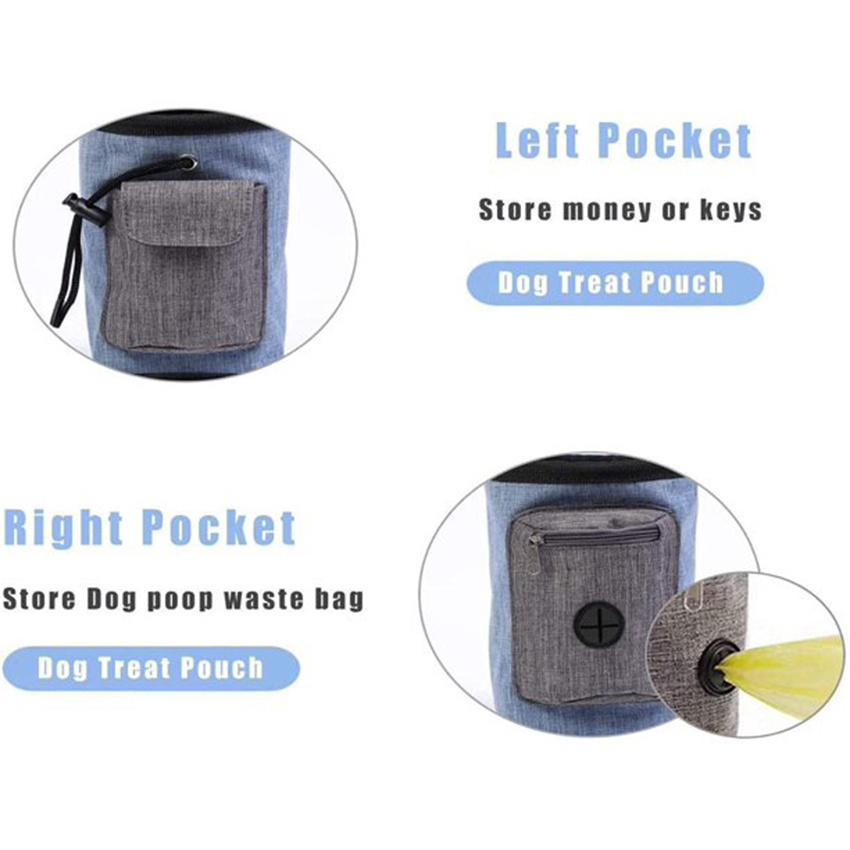 Multi-Purpose & Portable Puppy Treat Pouch, Adjustable Waistband & Poop Bag Dispenser, 2 Sizes Dog Training Pouch for Walking, Hiking Pet Bag