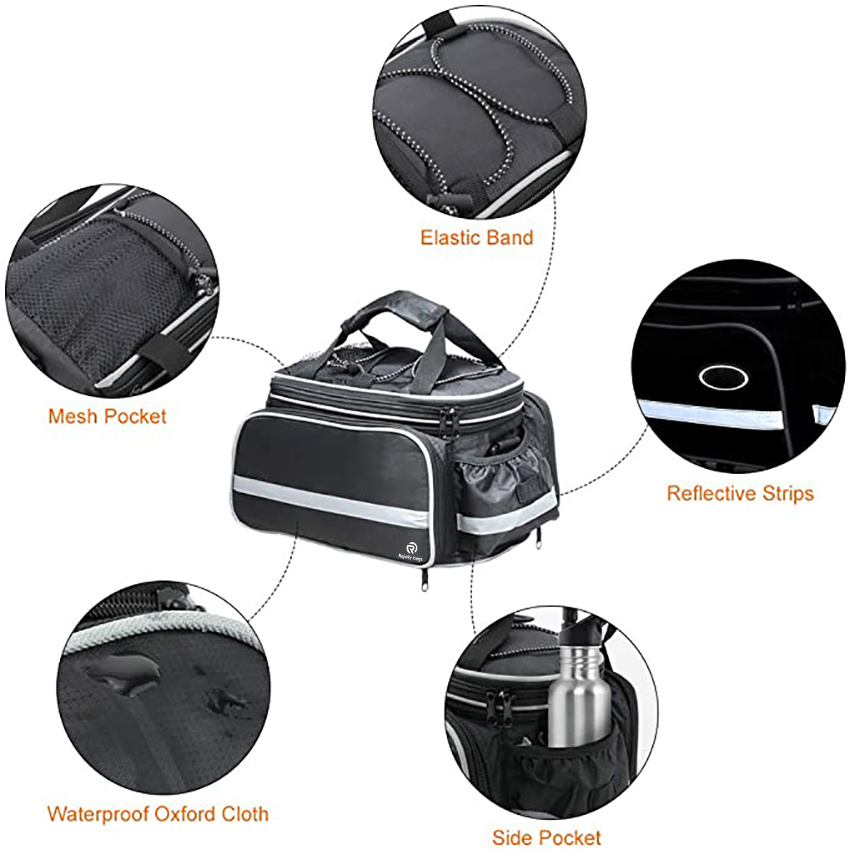 Bike Trunk Bag Extendable Large Capacity Saddle Pack Waterproof Bicycle Rear Rack Luggage Carrier Cycling