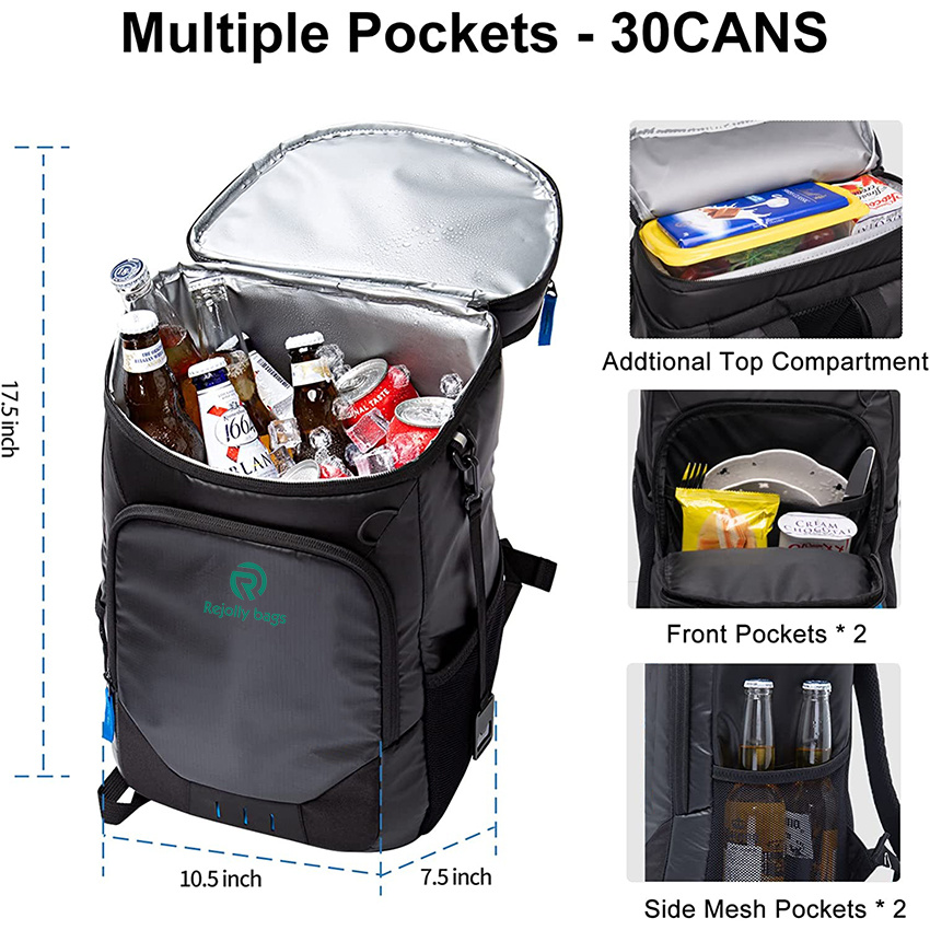 Cooler Insulated Leak Proof 30 Cans, 2 Insulated Comaprtments Thermal Bag, Portable Lightweight Beach Travel Camping Lunch Backpack