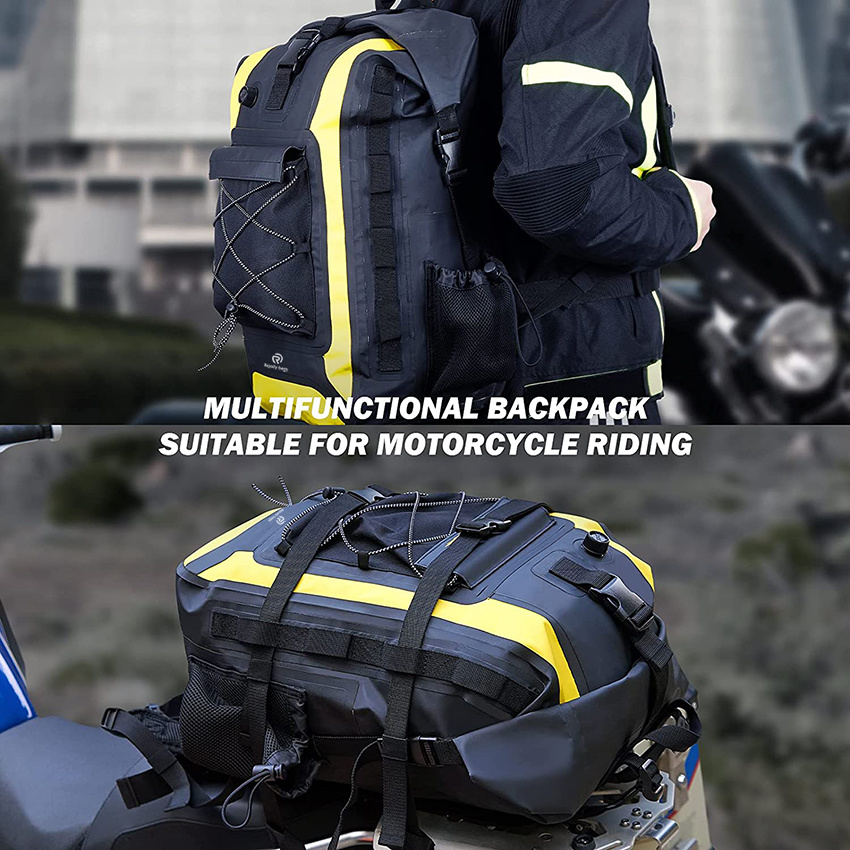 Waterproof 35L with Mounting Straps Sissy Bar Motorcycle Luggage Bag Riding Motorcycle Travel Bag