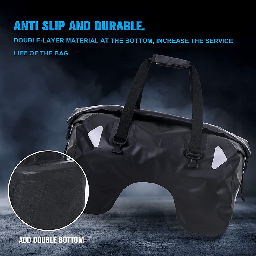 Dry Motorcycle Tail Bag 70L with Rope Straps and Inner Pocket Waterproof PVC 500d for Travel