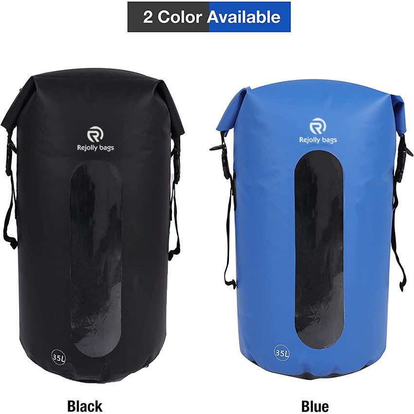 35L Waterproof Backpack, Lightweight Dry Bag Backpack for Hiking, Kayaking, Boating, Fishing Black/Blue Bag