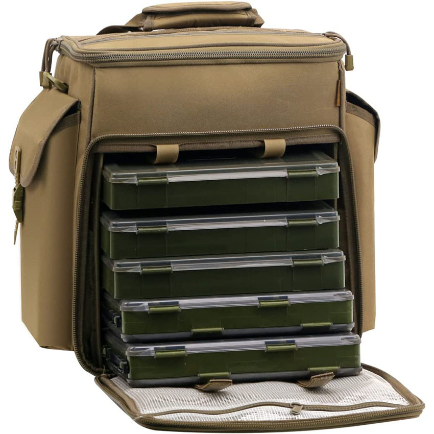 Large Storage Waterproof Saltwater Resistant Fishing Bag with 5 Tackle Boxes Outdoor Multifunctional Box Tackle Bag for Fishing Camping Fishing Fish Bag
