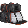 Fishing Pack with 4 Accessory Trays, Water Resistant PVC, Multiple Storage Pockets, Tool Bag, G-Hook Closure System Fishing Tackle Bag