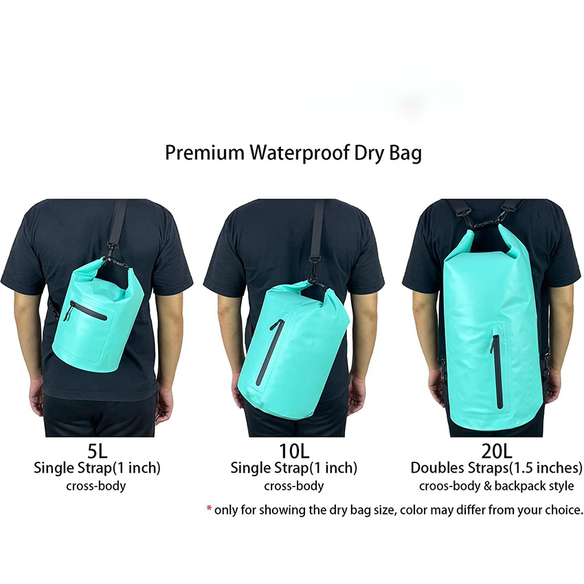 Waterproof Dry Bag with Front Zippered Pocket for Women Men 5L/10L/20L Roll Top Floating for Travel Kayaking Beach Boating Surfing Rafting