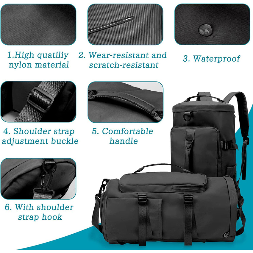 4 in 1 Sports Gym Bag with Wet Pocket Shoes Compartment 35L Unisex Waterproof Travel Duffel Bag Ladies Sports Backpack