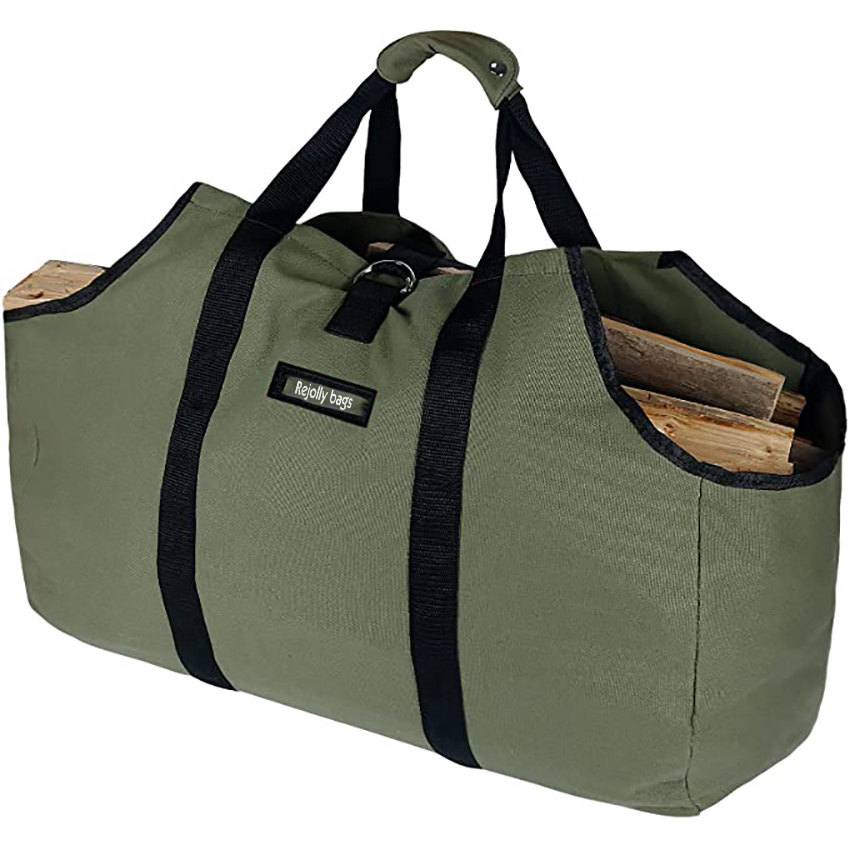 Water Resistant Canvas Firewood Log Carrier Heavy Duty Log Wood Tote Bag for Camping