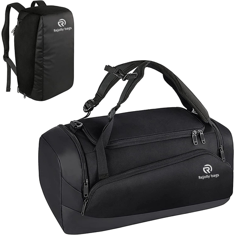 Large Gym Backpack Sports Bag with Shoes Compartment, 3 Way Waterproof Workout Duffel Travel Duffle Bag, 45L Travel Backpack Weekender Carry on Fits 15 Inch Lap