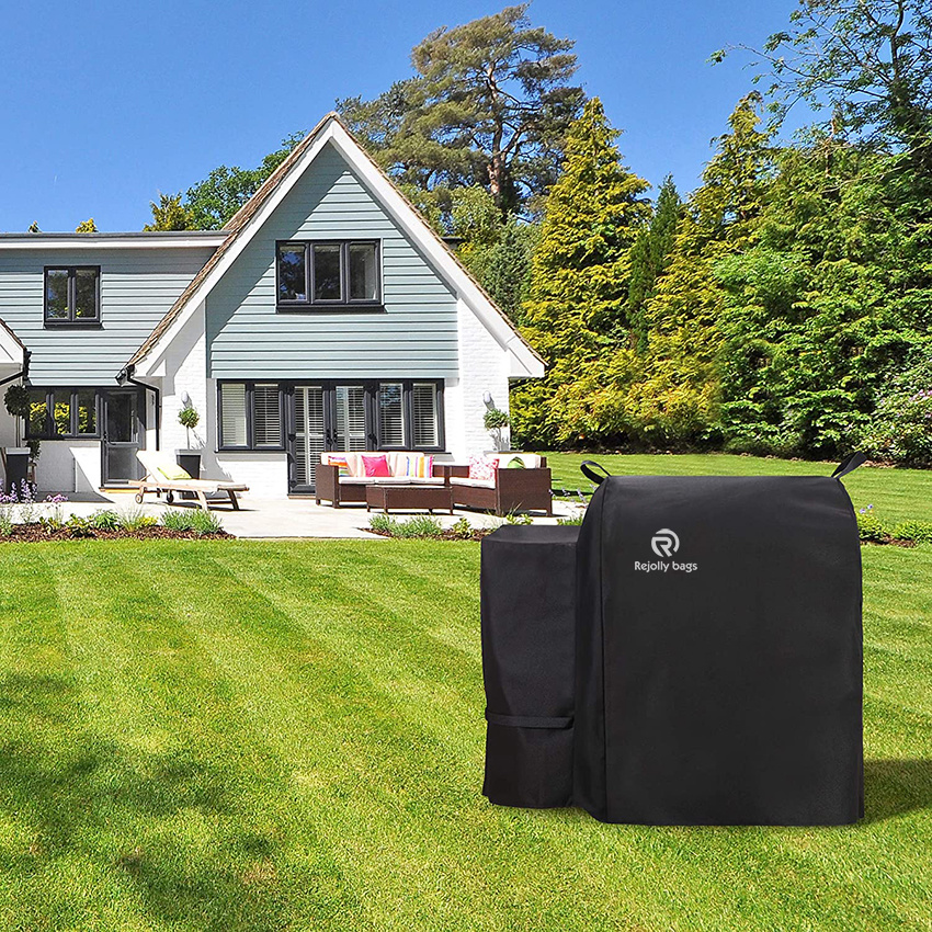 Heavy Duty Waterproof Wood Pellet Grill Cover, Outdoor Full Length Velcro Straps & Handles Easy to Clean Grill Cover