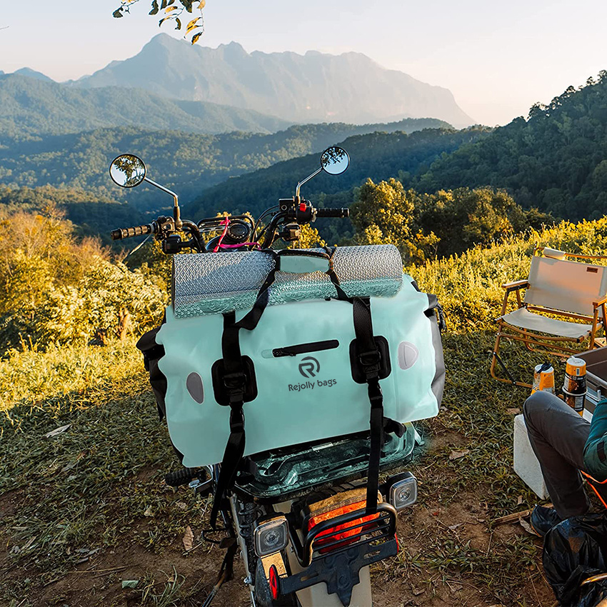 Motorcycle Roll-Top Waterproof Duffel Bag with Quick-Fixed Straps for Motorcycling, Bicycling, Boating, Kayaking Dry Bag