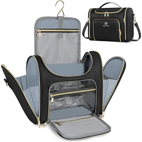 Travel Makeup Bag with Hanging Hook, Large Capacity Water-Resistant Cosmetic Makeup Bag, Full Sized Toiletries and Cosmeticstoiletry Bag