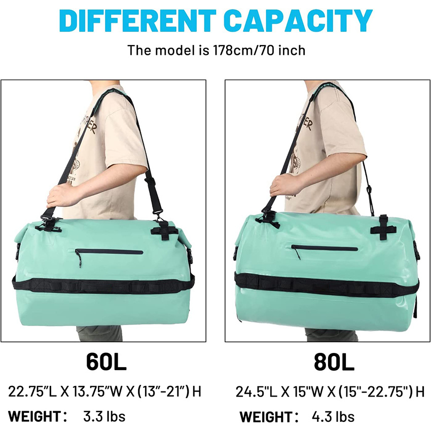 Large Waterproof Duffel Bag Dry Backpack for Kayaking Rafting Boating Swimming Camping Travel Gym Beach