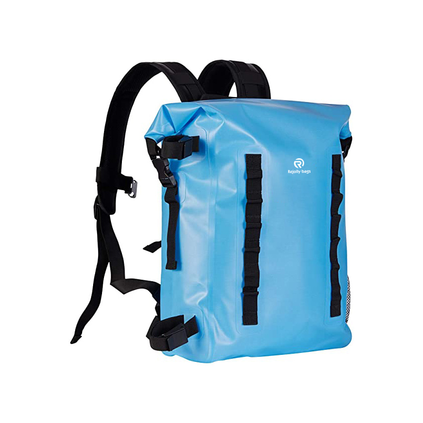 Waterproof TPU Backpack 24L Roll-Top Dry Bag with Rod Holder for Fishing Hiking Camping Kayaking Rafting