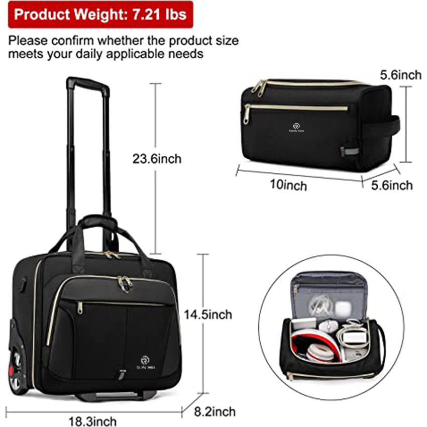 17.3 Inch Rolling Briefcase with USB Port for Business Travel Roller Bag