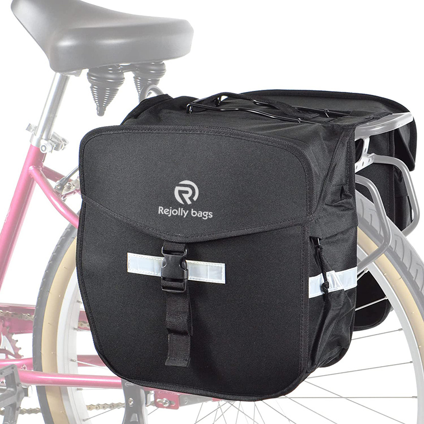 Double Pannier Bike Bags 36L Big Capacity for Rear Bicycle Rack Carrying Handle Safety Reflective Strips Bicycle Bag