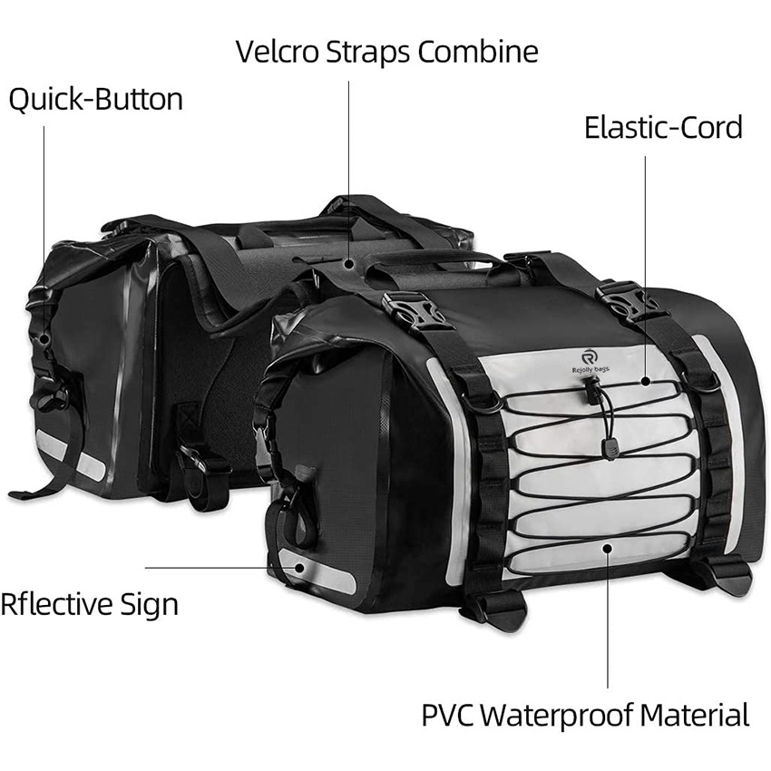 Motorcycle Saddle Waterproof Side Bag 60L for Honda YAMAHA Suzuki Motorcycle Pack Removable Detachable Bag