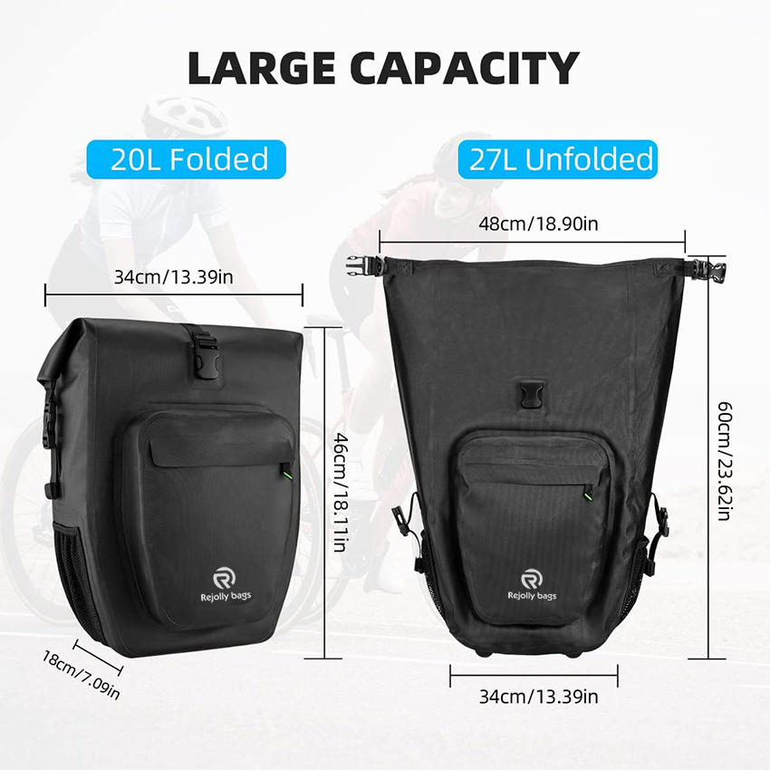 Pannier Waterproof Bicycle Grocery Panniers for Bicycles 27L Large Capacity Bicycle Bag