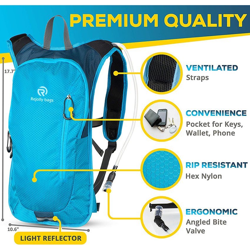 Hydration Pack for Running, Biking with Hydration Bladder 2L. Awesome Water Backpack for Hiking Great Running Hydration Bag