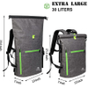 Waterproof Backpack 35L Roll Top Backpack with Airtight Zipper Pocket and Cushioned Padded Back Panel Dry Bag