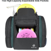 Durable Frisbee Golf Bag with 22+ Disc Capacity Water Bottle Two Side Pockets for Extra Storage Padded Straps and Back Panel Golf Dics Bag