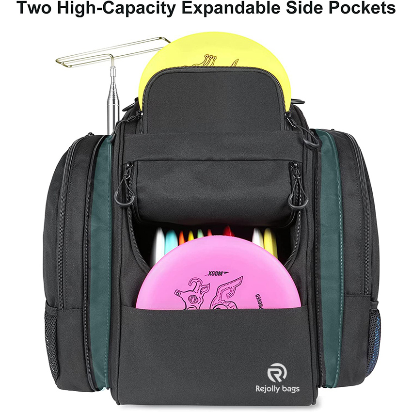 Durable Frisbee Golf Bag with 22+ Disc Capacity Water Bottle Two Side Pockets for Extra Storage Padded Straps and Back Panel Golf Dics Bag