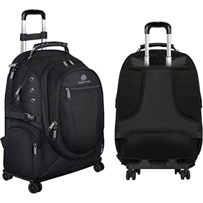 15.6 Inch Wheeled Travel Laptop Backpack on Wheels Business Bookbag Gifts for Men, Black Roller Bag